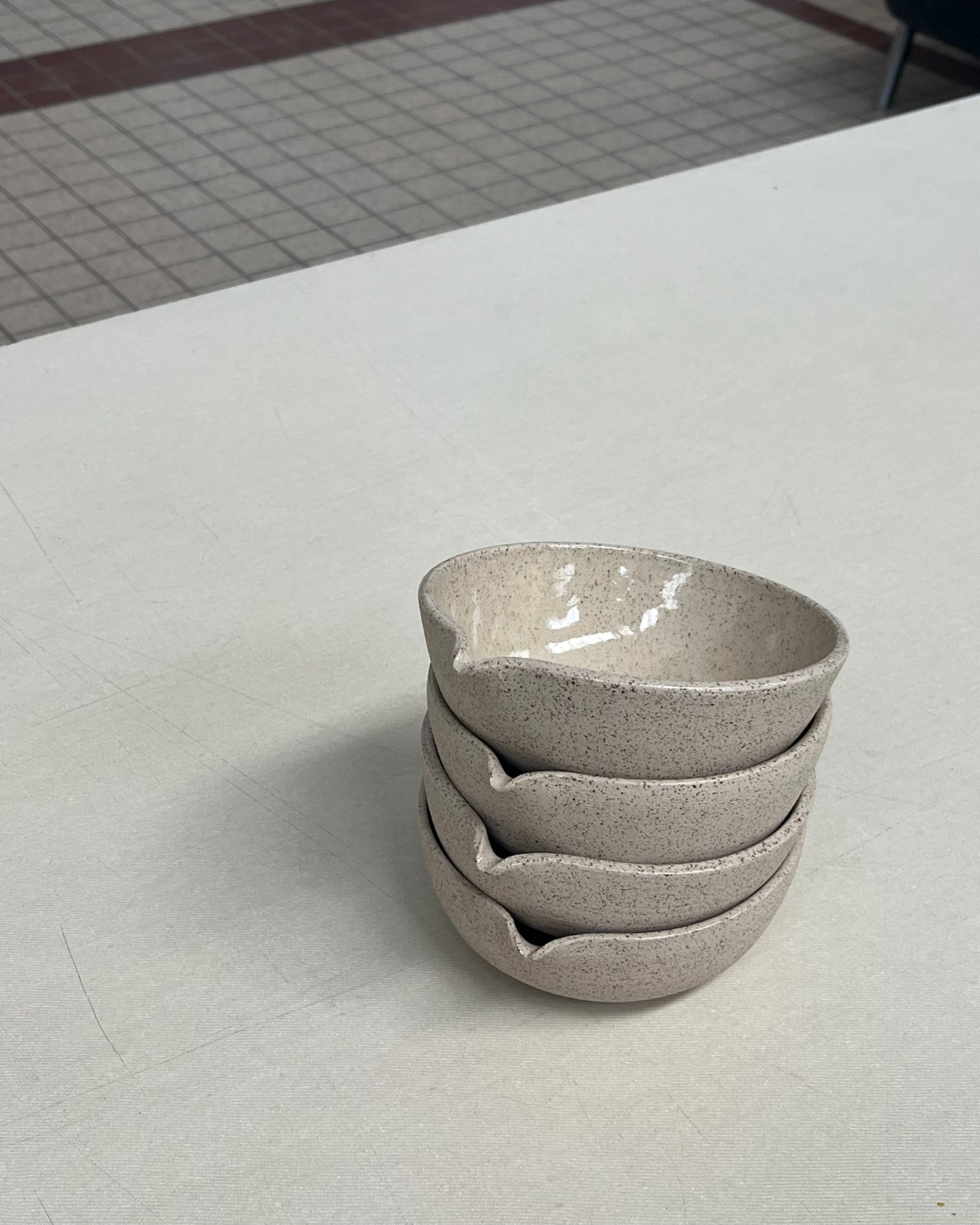Stack of 4 Handmade ceramic matcha bowls, crafted for quiet rituals.Each piece is unique, shaped slowly, with care.