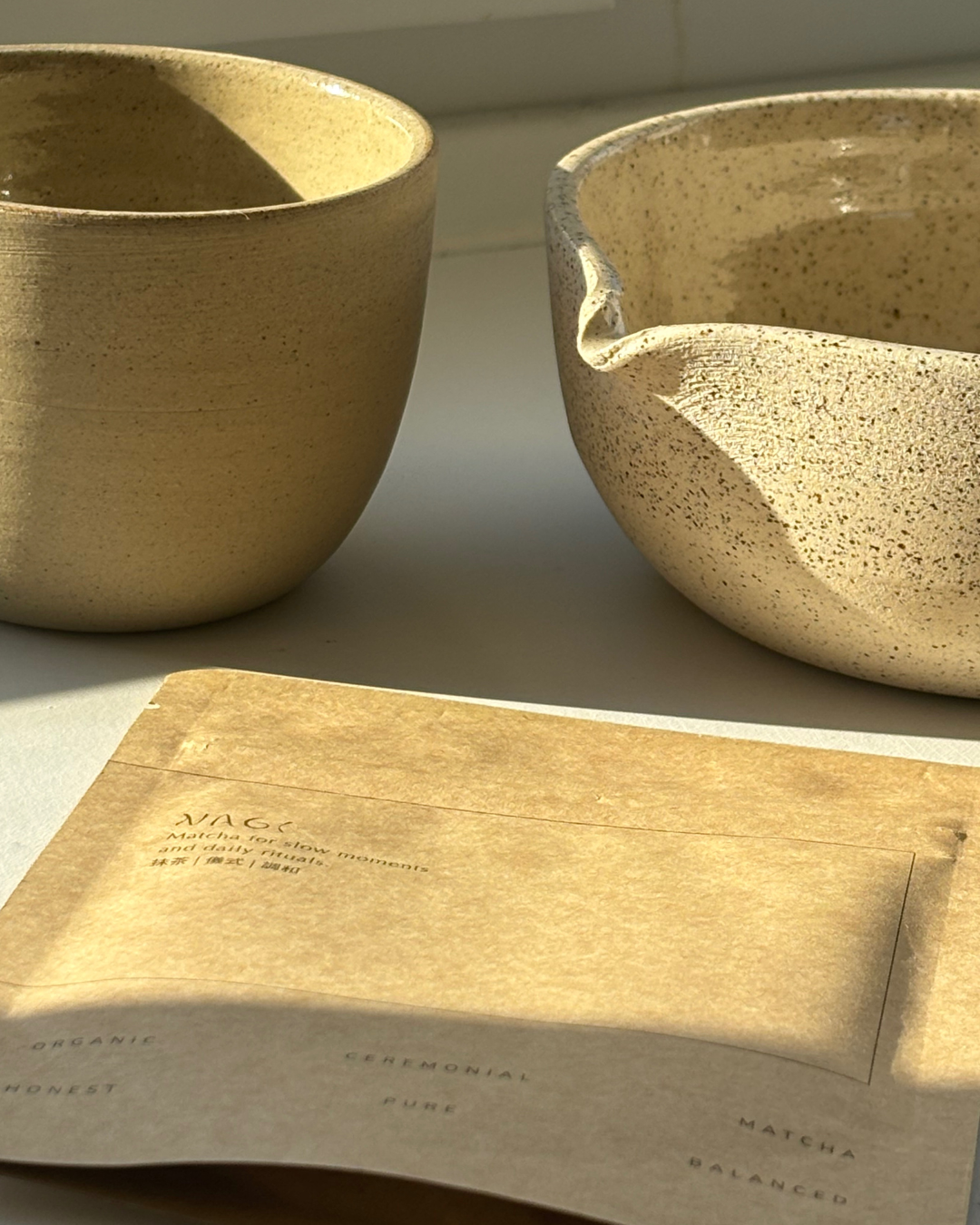 Stack of 4 Handmade ceramic matcha bowls, crafted for quiet rituals.Each piece is unique, shaped slowly, with care.