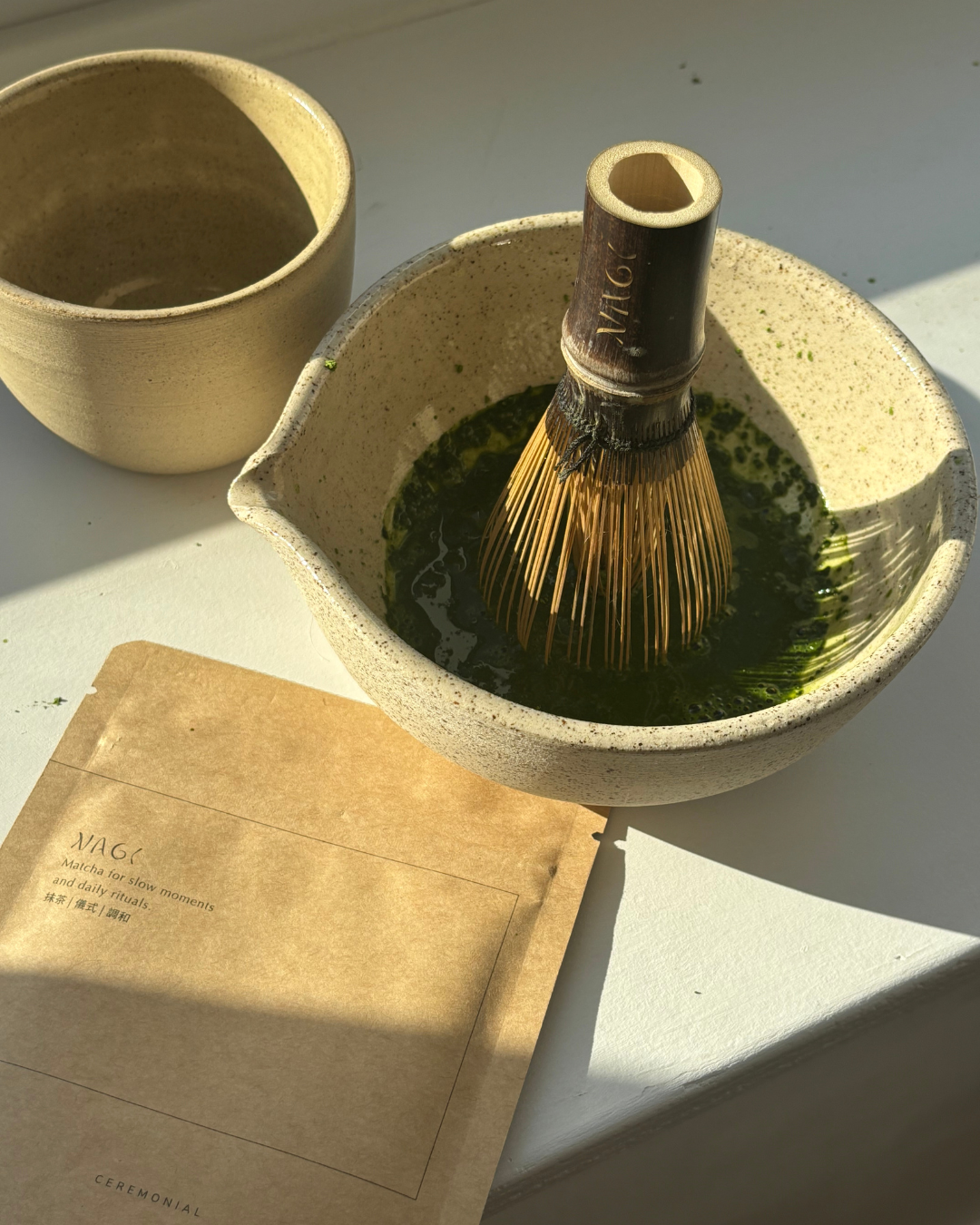 Handmade zhen whisk, from sustainable dark bamboo.
 Delicate, ceremonial, for soft foam & sacred pauses.